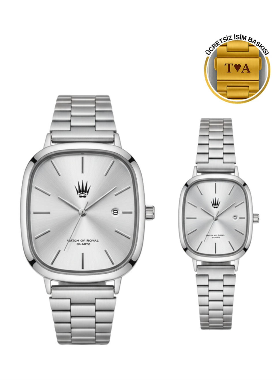 Çift Saati Classic Time Silver Metalik Kol Saati