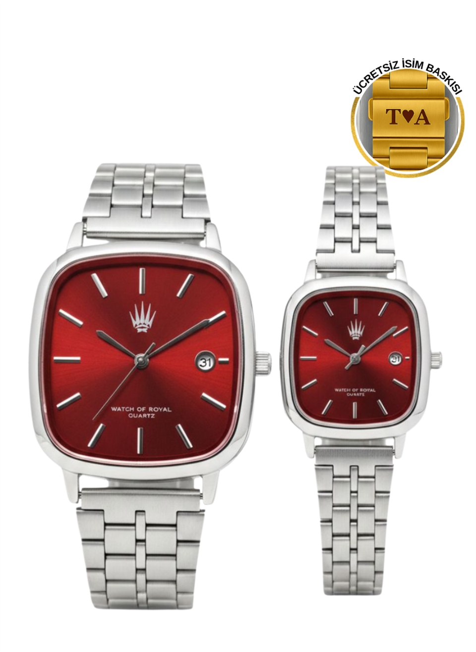 Çift Saati Classic Time Silver Red Kol Saati