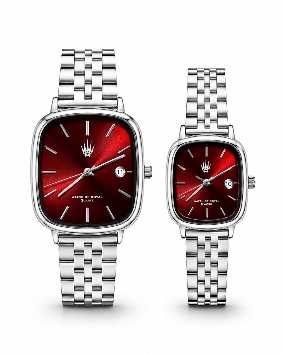 Çift Saati Classic Time Silver Red Kol Saati