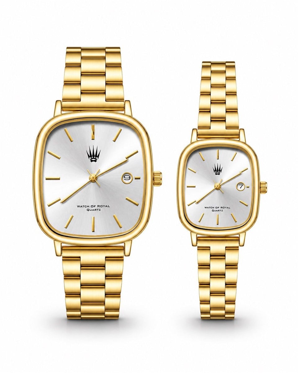 Çift Saati Classic Time Gold Metalik Kol Saati