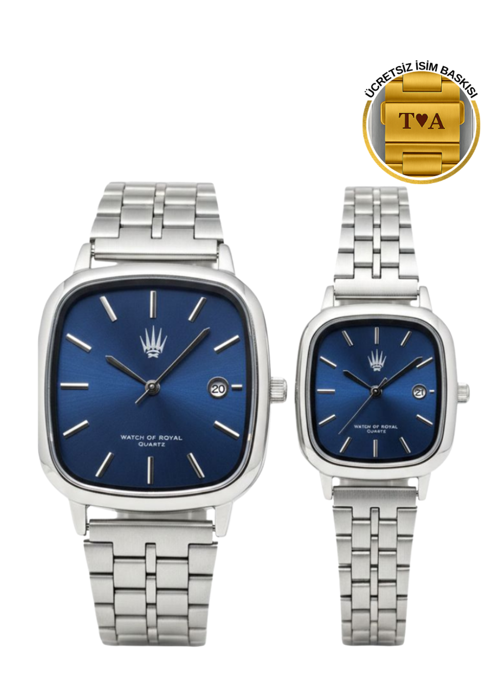 Çift Saati Classic Time Silver Lacivert Kol Saati