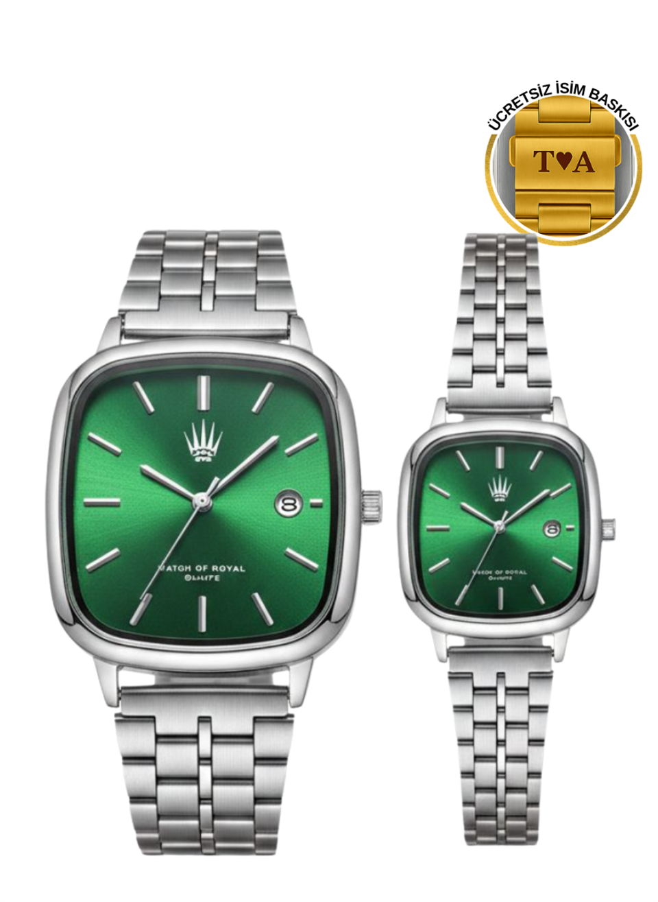 Çift Saati Classic Time Silver Yeşil Kol Saati