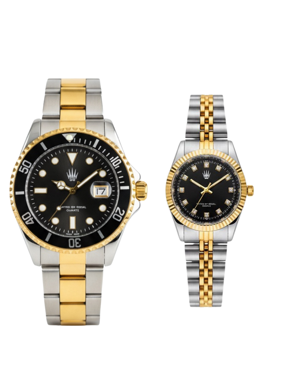 2'li Set Çift Saati Titan Silver Gold Black Kol SaatiKol SaatiWATCHOFROYALçiftsaaticrest2'li Set Çift Saati Titan Silver Gold Black Kol Saati