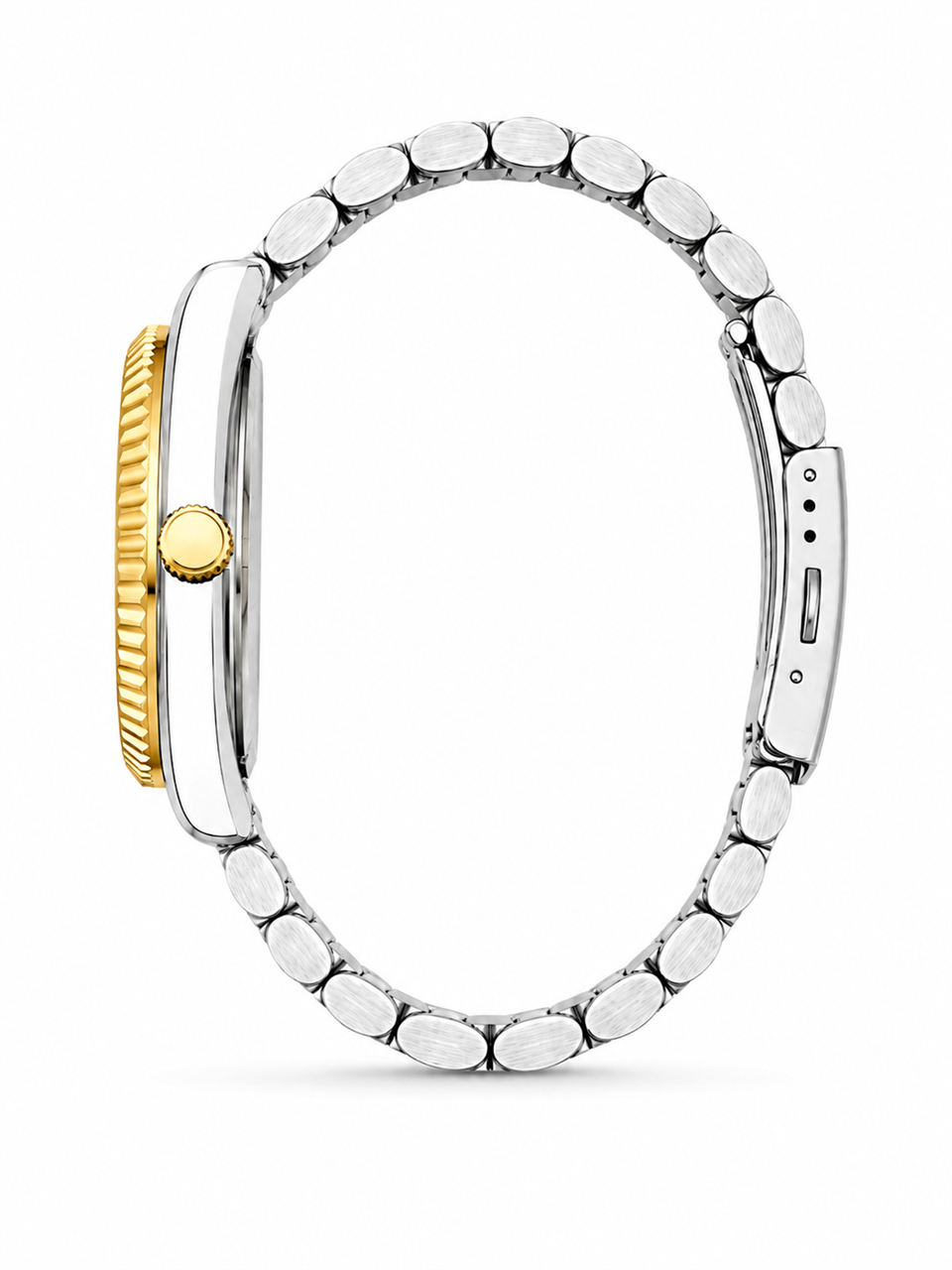 Çift Saati Crest Line Silver Gold Black Kol Saati