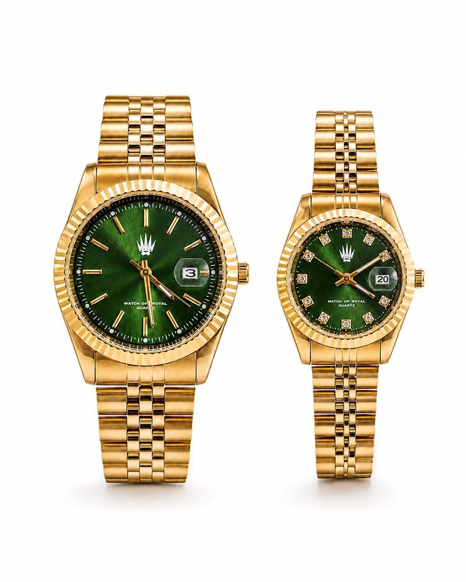 Çift Saati Crest Line Gold Green Kol SaatiKol SaatiWATCHOFROYALçiftsaaticrestÇift Saati Crest Line Gold Green Kol Saati
