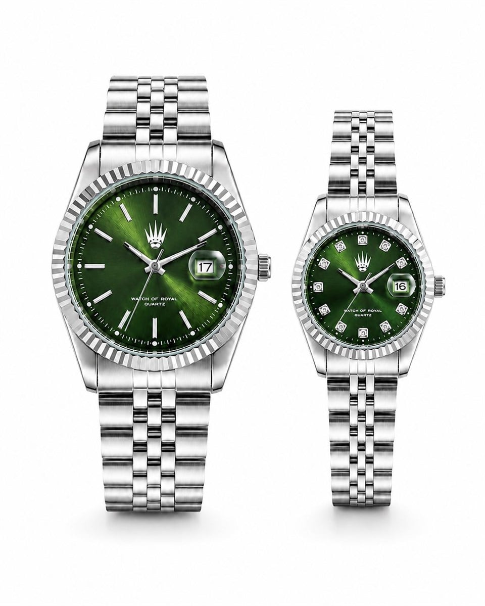 Çift Saati Crest Line Silver Green Kol SaatiKol SaatiWATCHOFROYALçiftsaaticrestÇift Saati Crest Line Silver Green Kol Saati