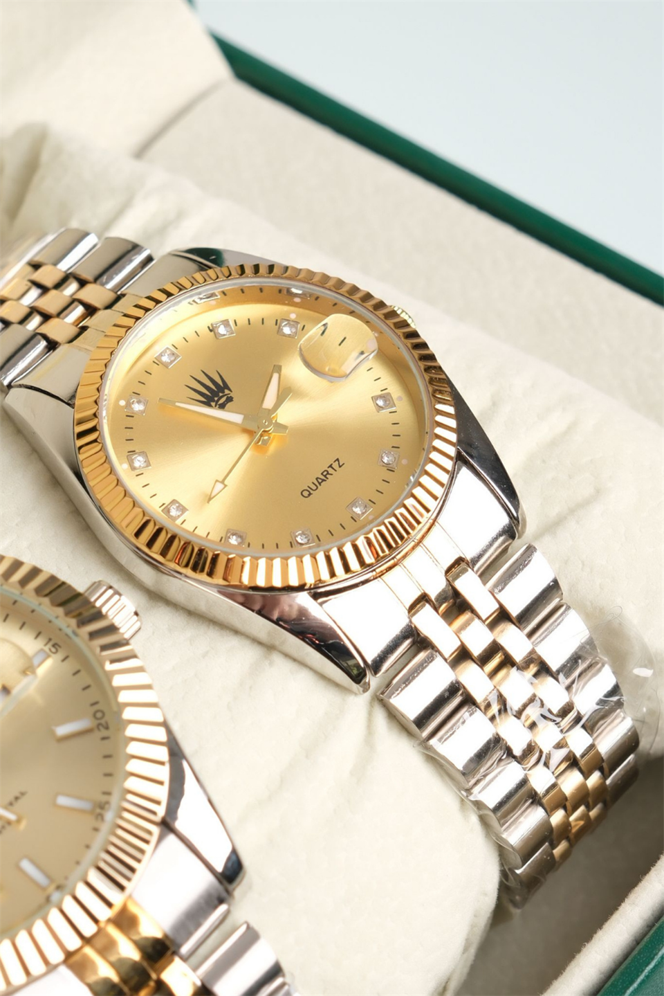 Çift Saati Crest Line Silver Gold Yellow Kol Saati