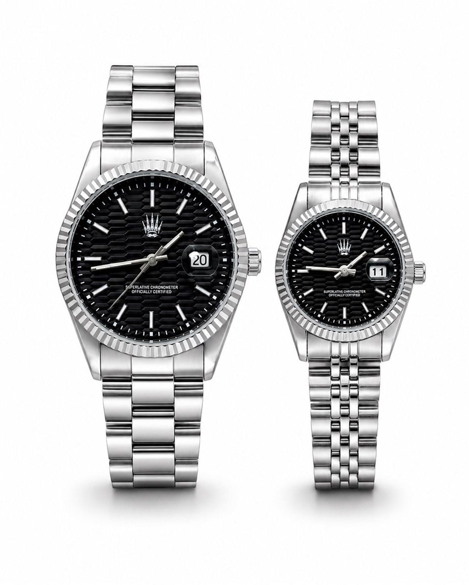 Çift Saati Lyric Silver Black Kol Saati