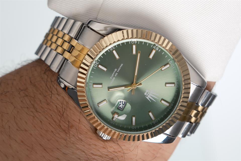 Crest Line Silver Gold Green Kol Saati