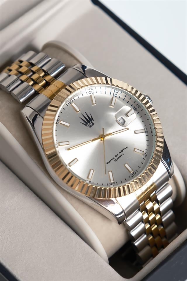 Crest Line Silver Gold White Kol Saati