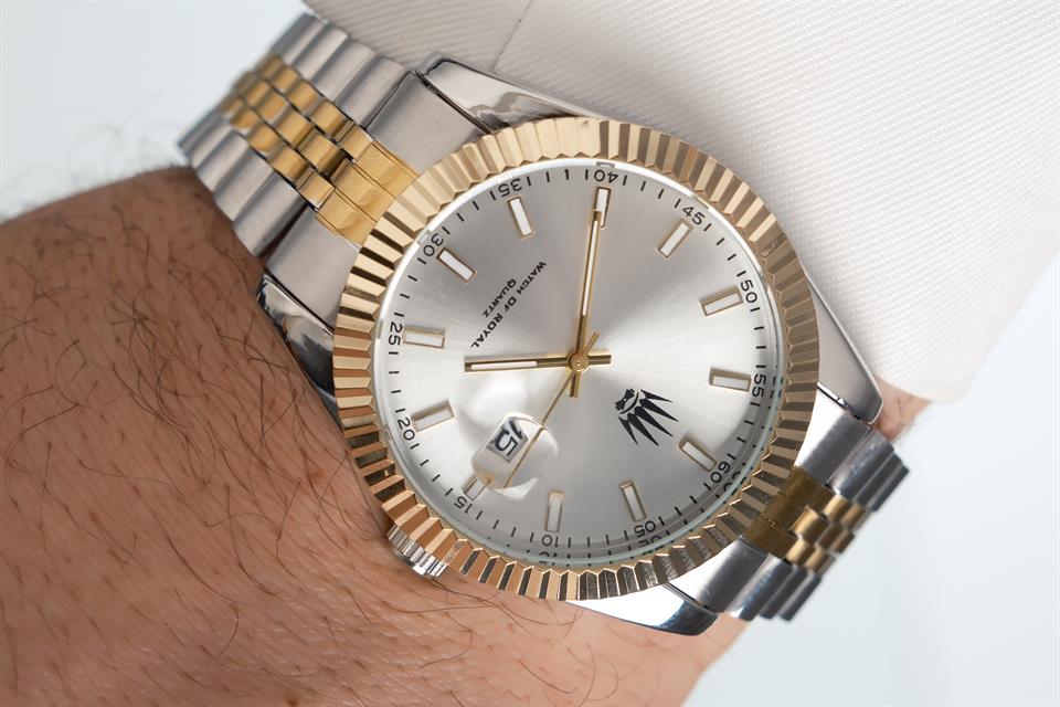 Crest Line Silver Gold White Kol Saati