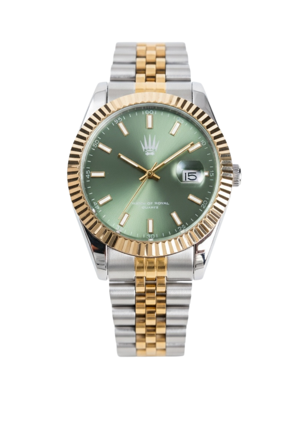 Crest Line Silver Gold Green Kol Saati