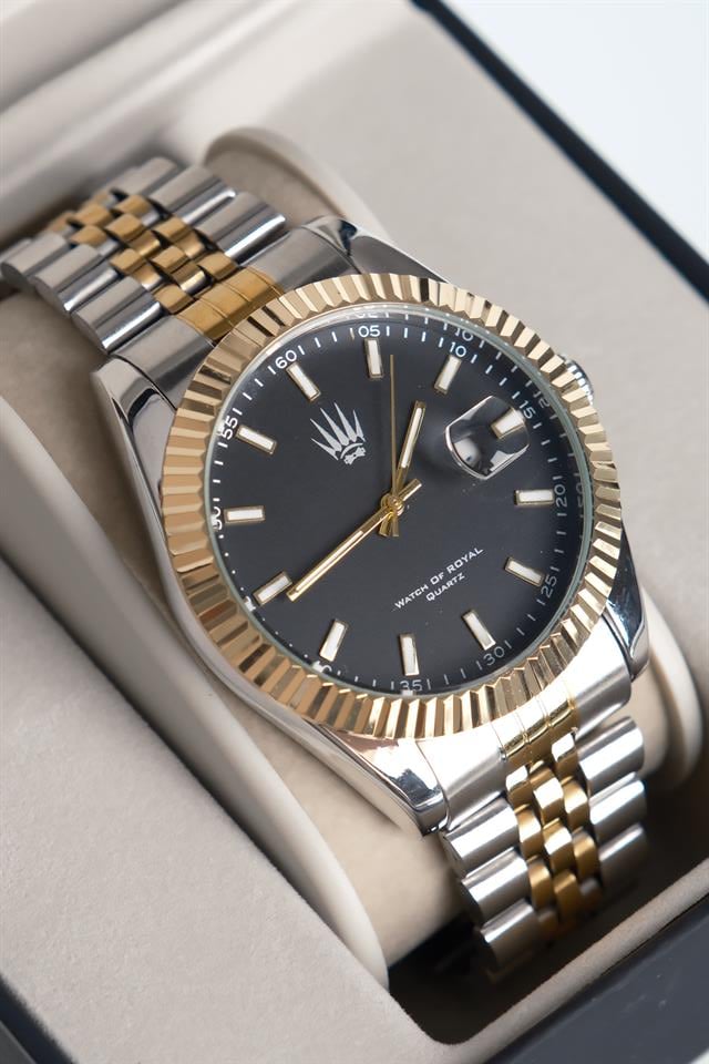 Crest Line Silver Gold Black Kol Saati