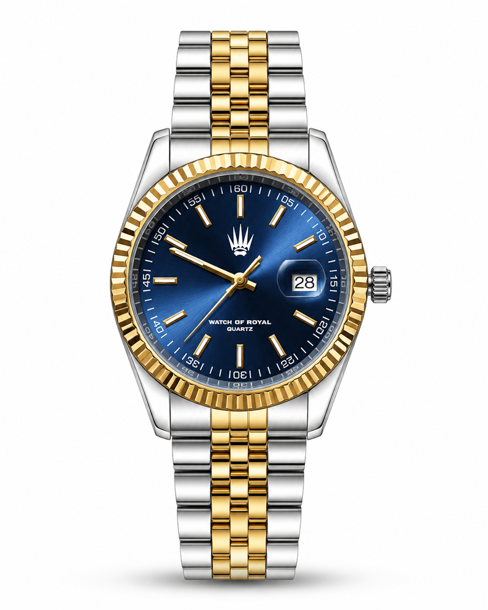 Crest Line Silver Gold Blue Kol Saati