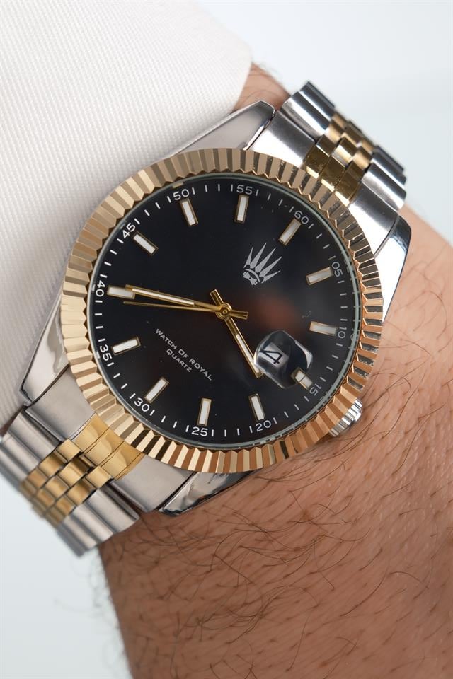 Crest Line Silver Gold Black Kol Saati