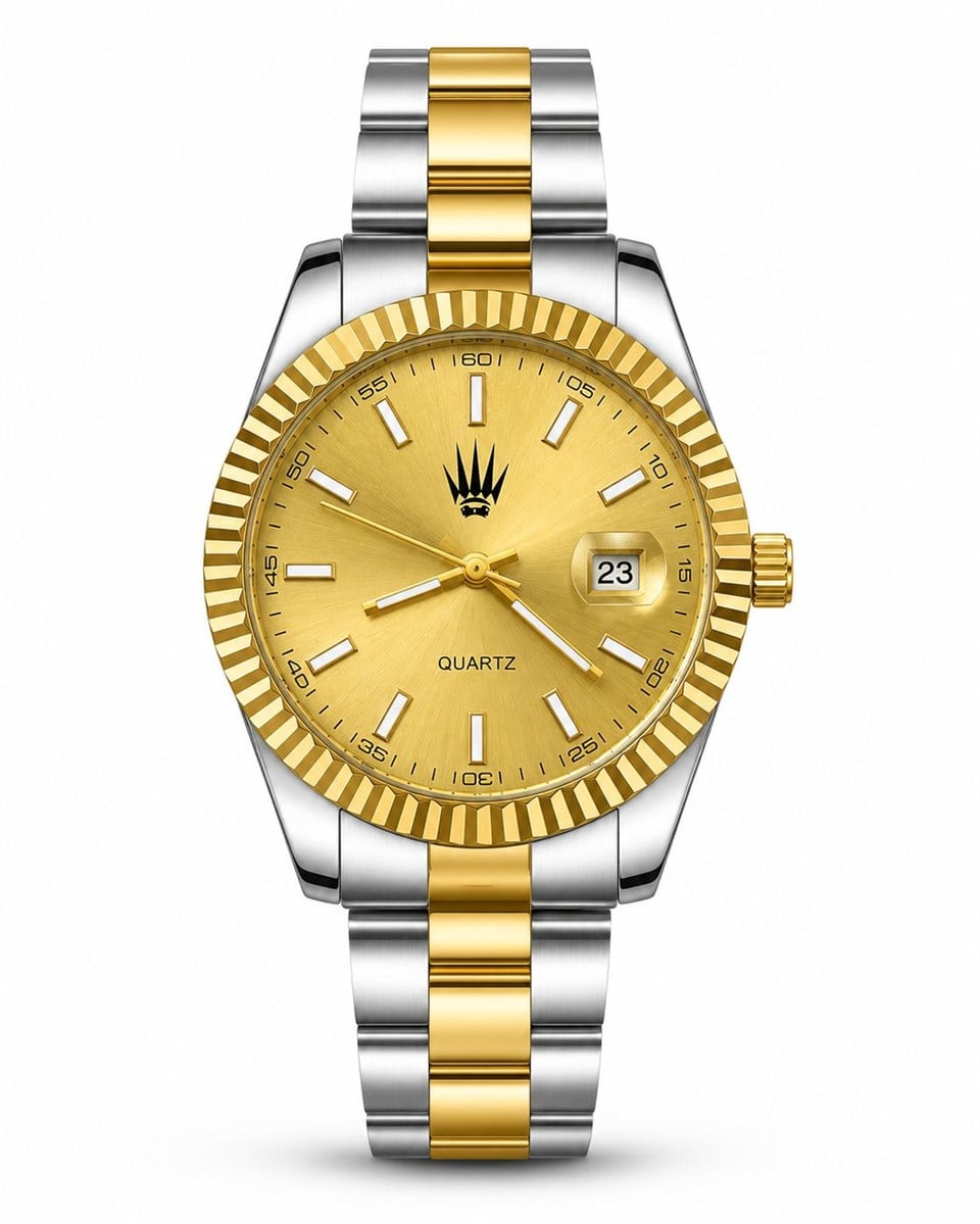 Crest Line Silver Gold Yellow Kol Saati