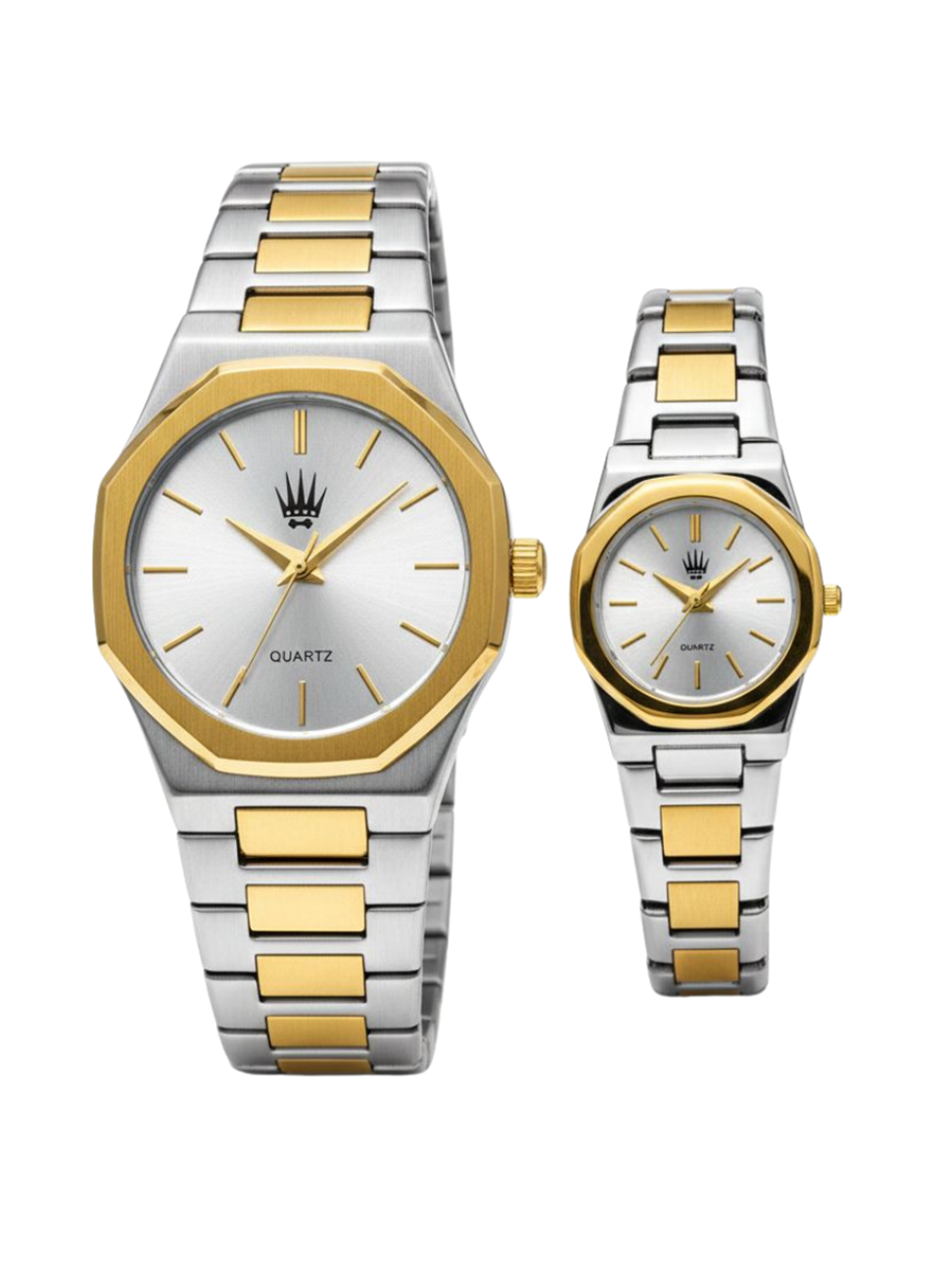2li Set Çift Saati Dualis Silver Gold White Kol Saati