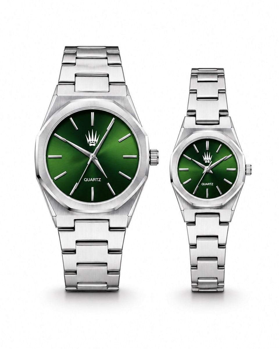 Çift Saati Dualis Silver Green Kol Saati