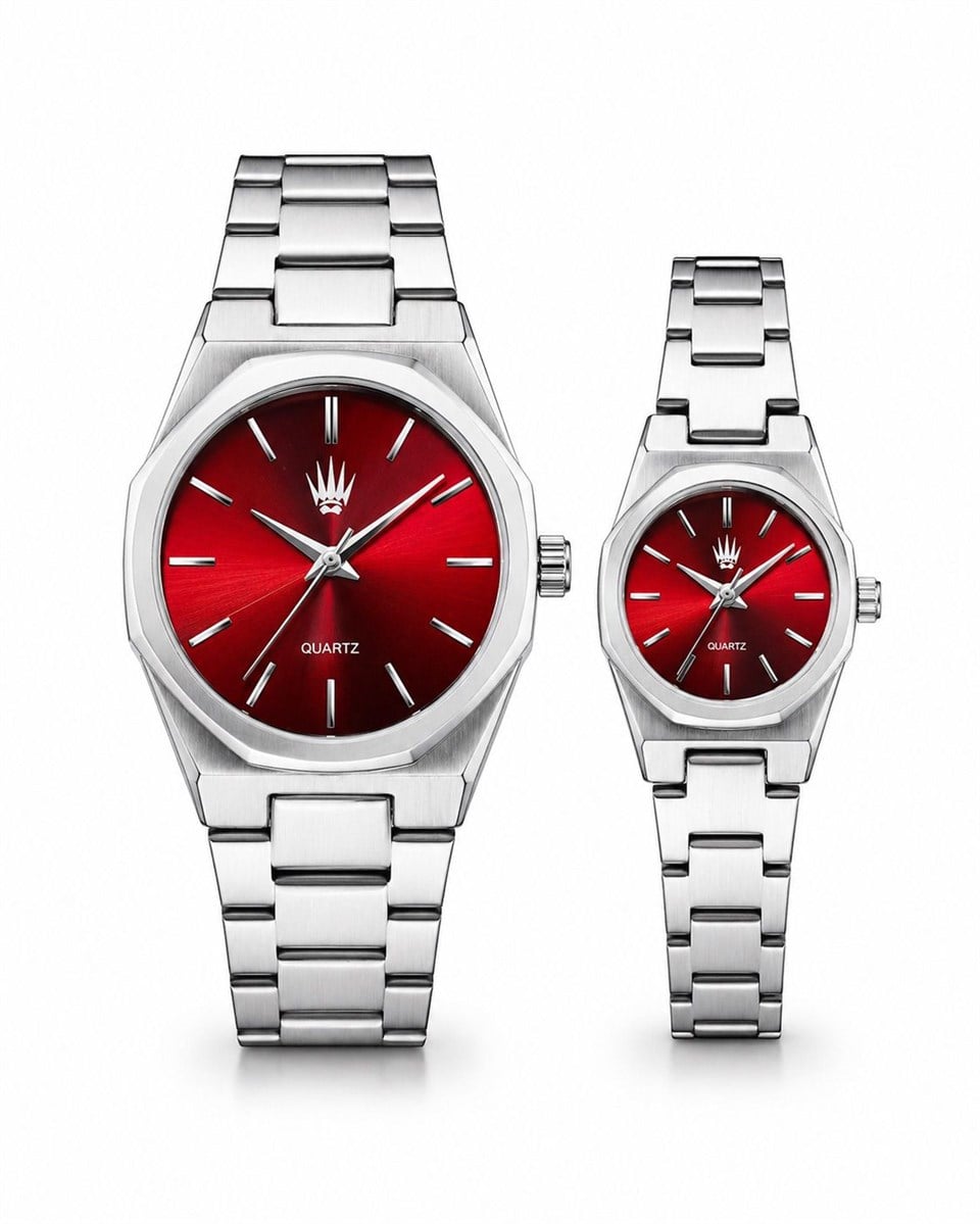 Çift Saati Dualis Silver Red Kol Saati