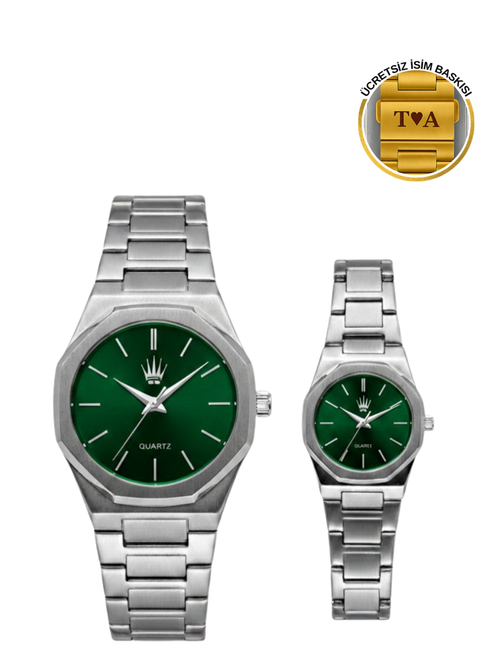 Çift Saati Dualis Silver Green Kol Saati