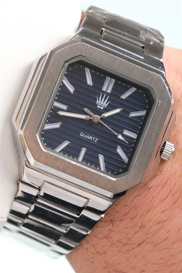 Kratos Silver Lacivert Çelik Kol Saati