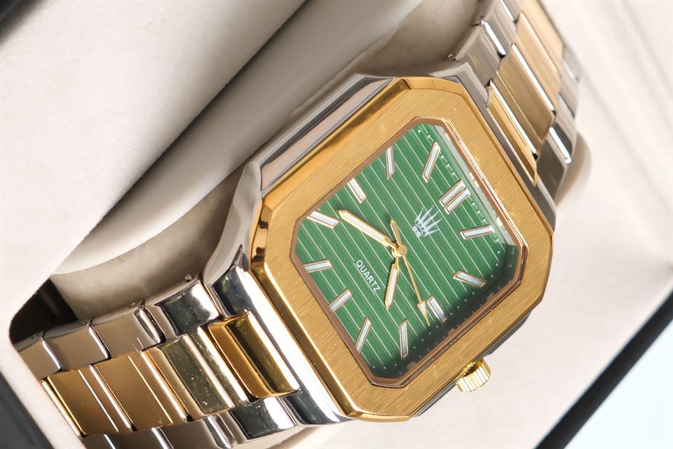 Kratos Silver Gold Green Çelik Kol Saati