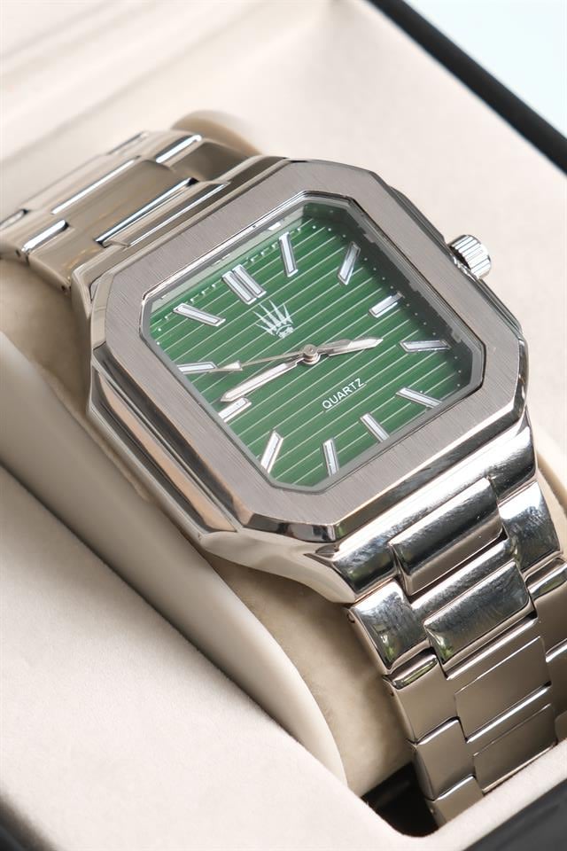 Kratos Silver Green Çelik Kol Saati