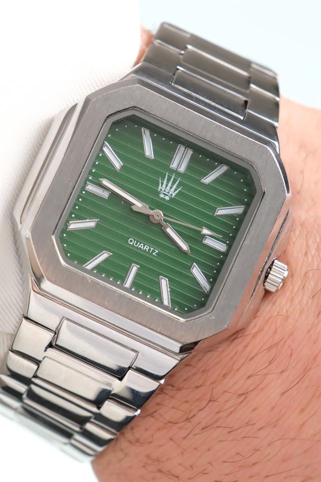 Kratos Silver Green Çelik Kol Saati