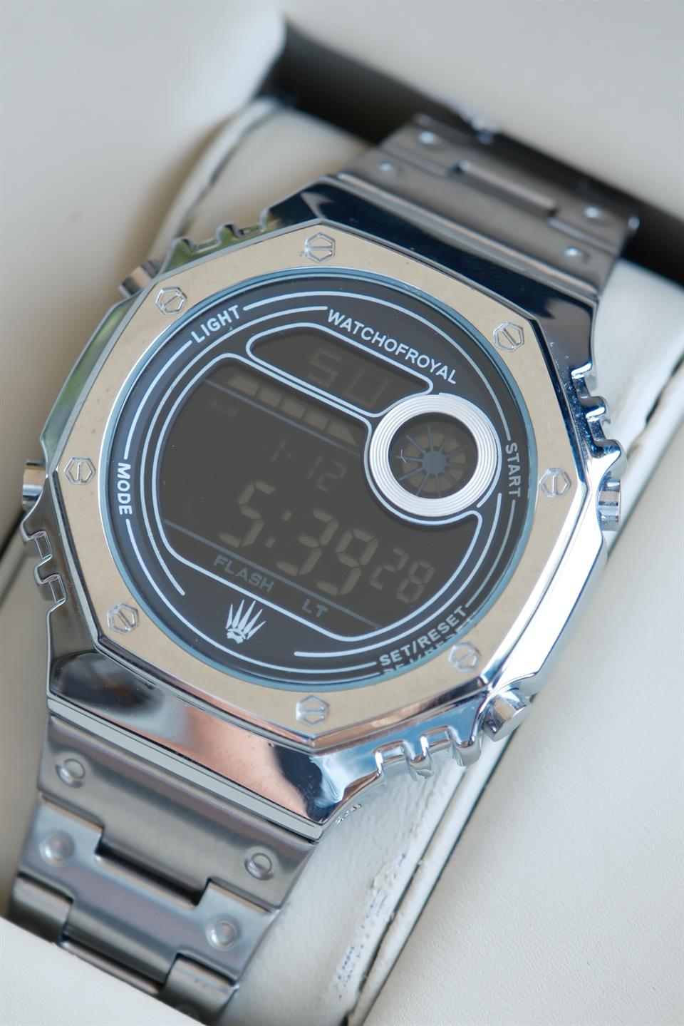 LED WOX SILVER WATCH