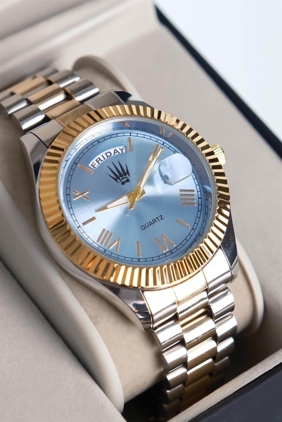 Lumen Romanum Silver Gold Mavi Kol Saati