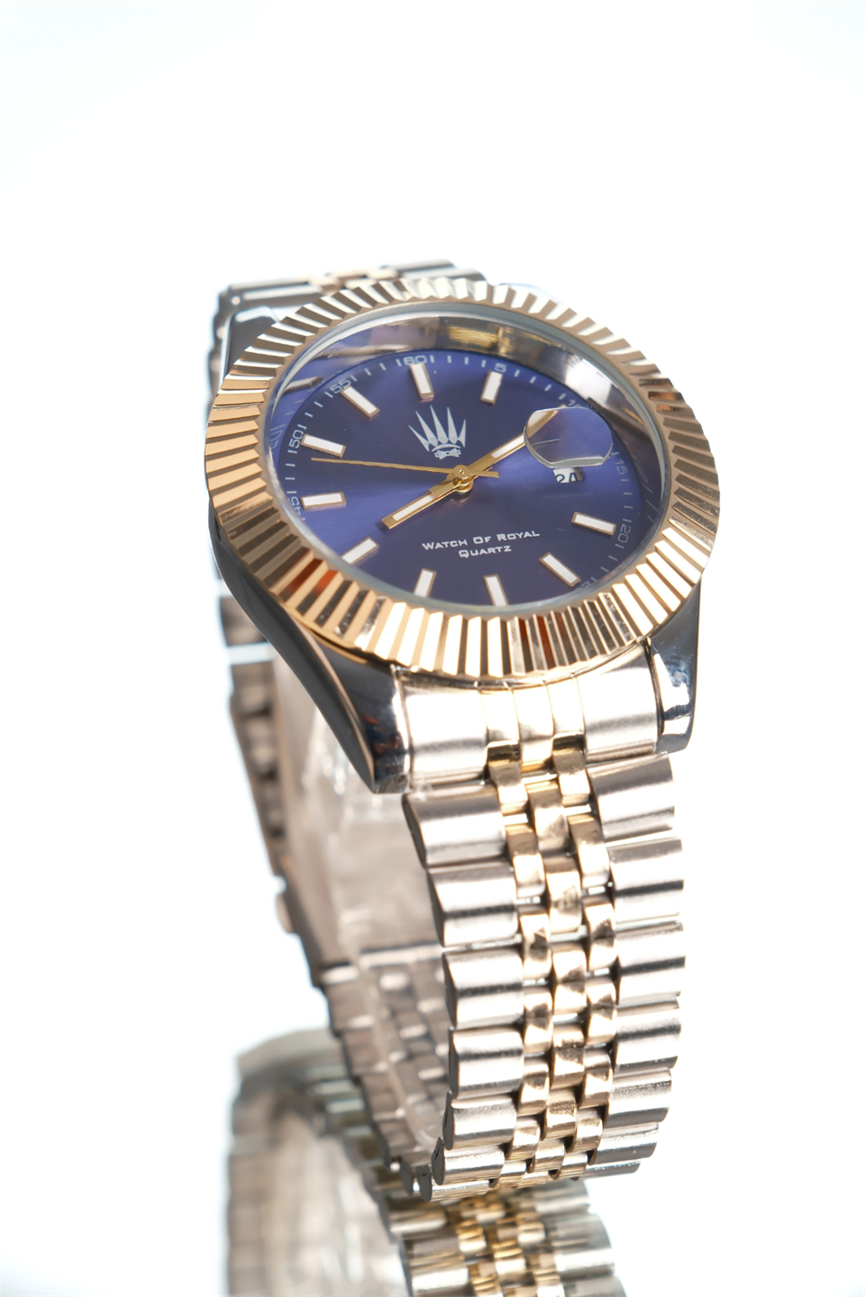 Quantum Date Silver Gold Blue Kol Saati