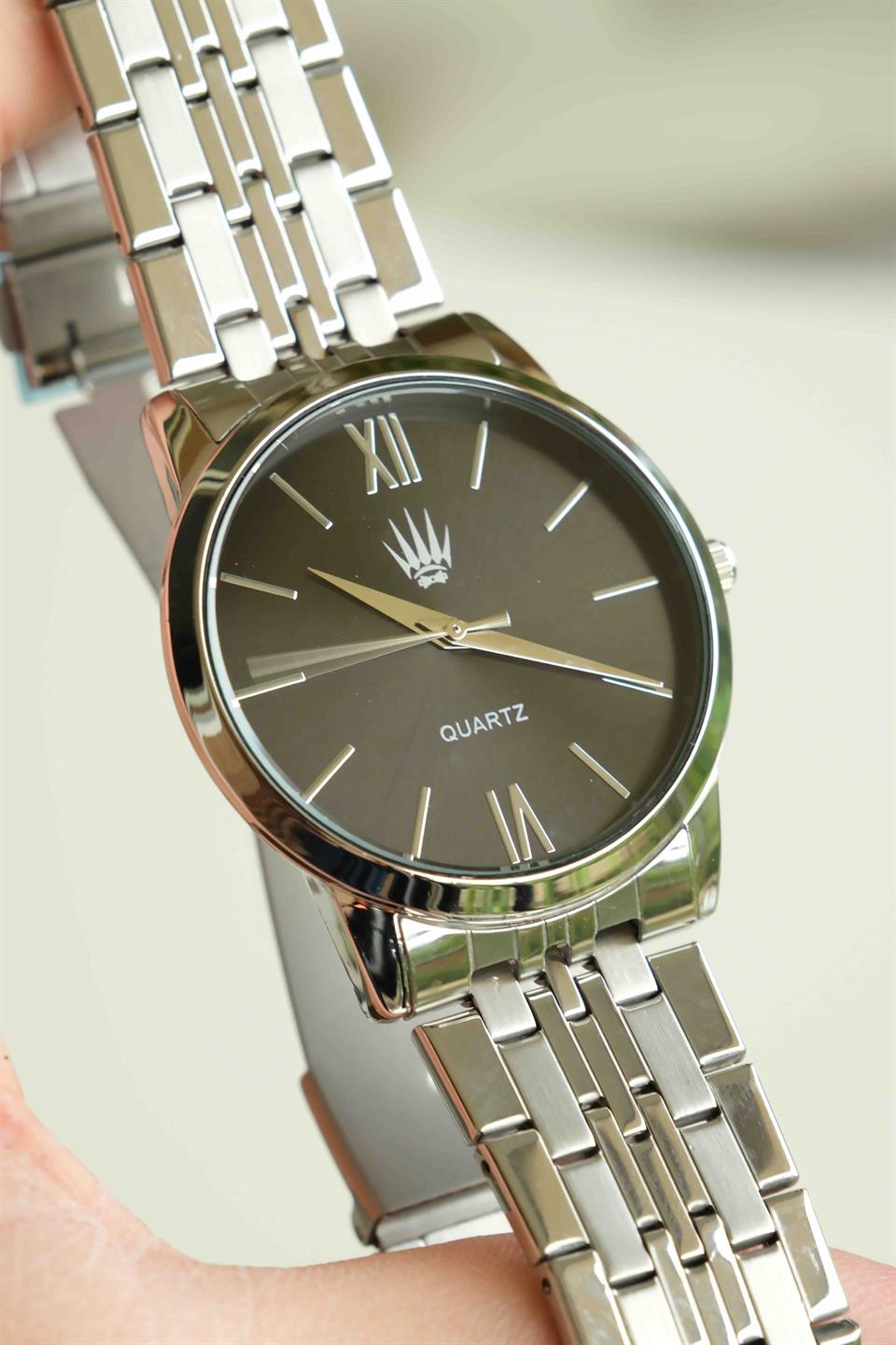 Rustic Silver Black Quartz Kol Saati