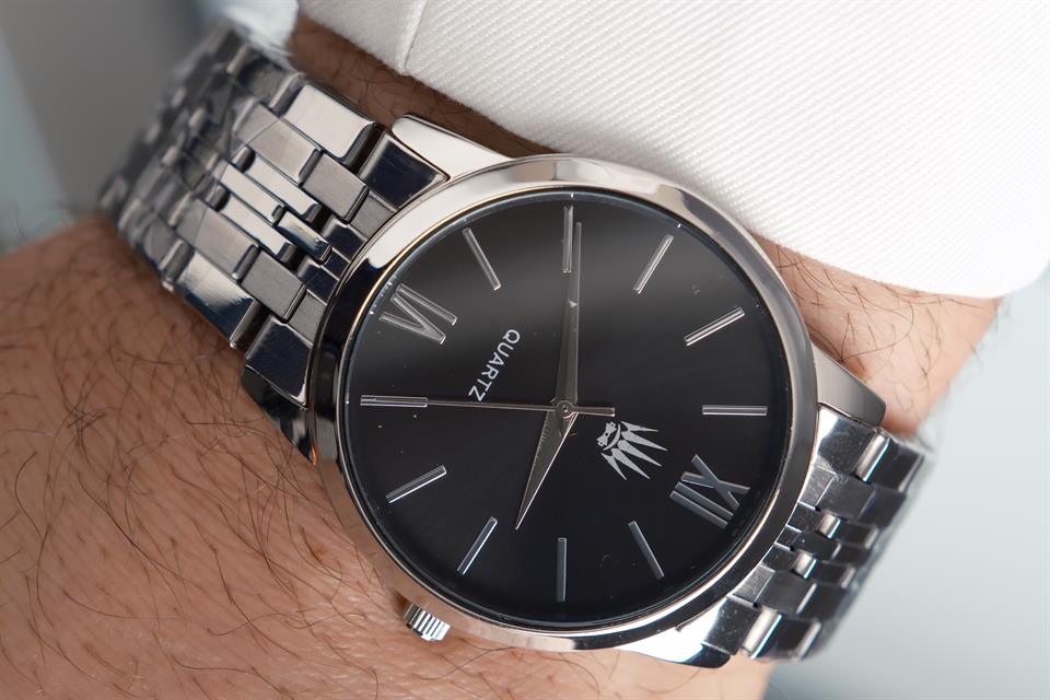 Rustic Silver Black Quartz Kol Saati