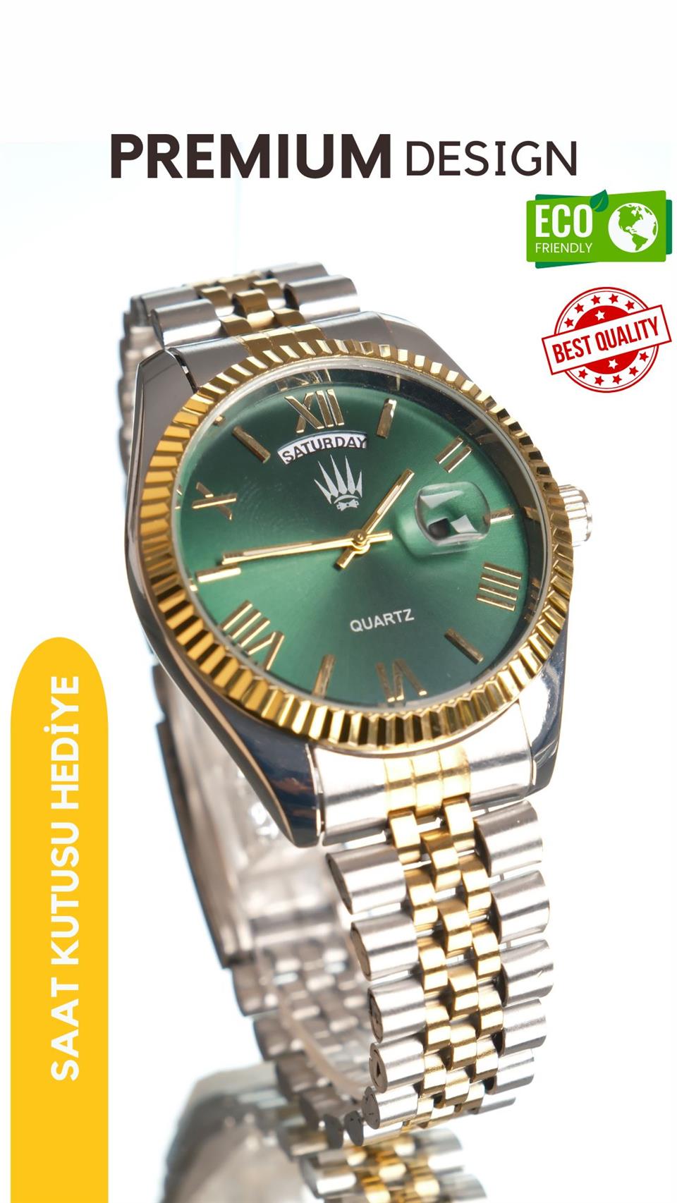 Rynor Silver Gold Green Kol Saati