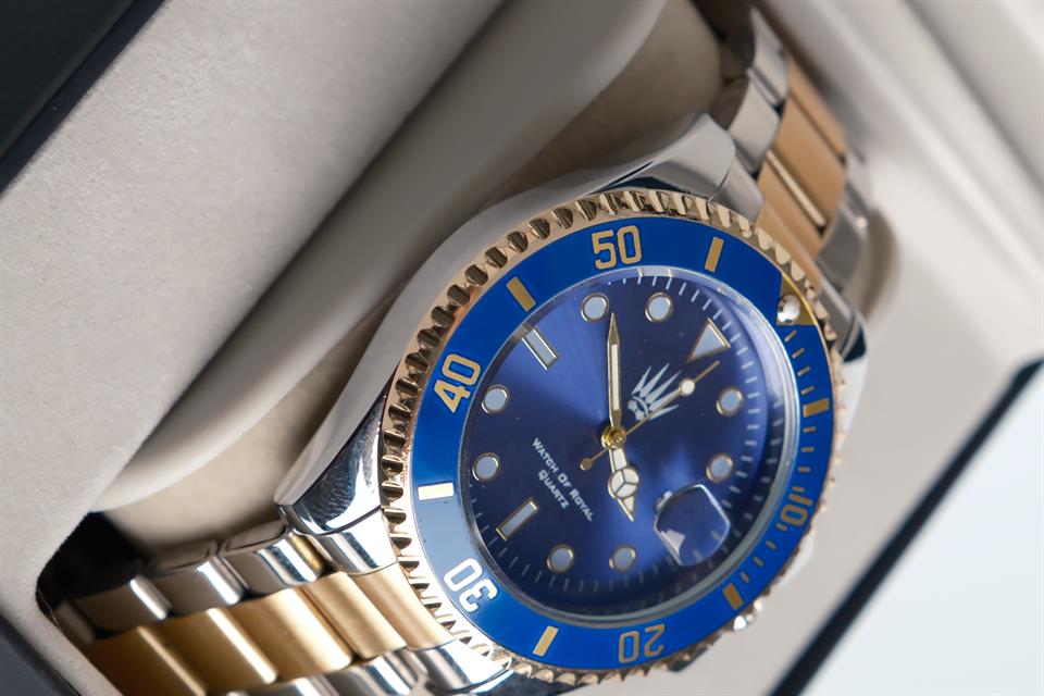 Titan Silver Gold Blue Kol Saati