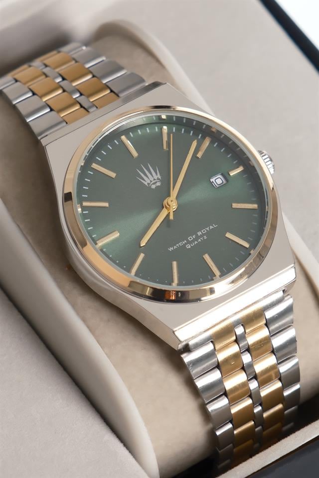 Virtus Classic Time Silver Gold Yeşil Kol Saati