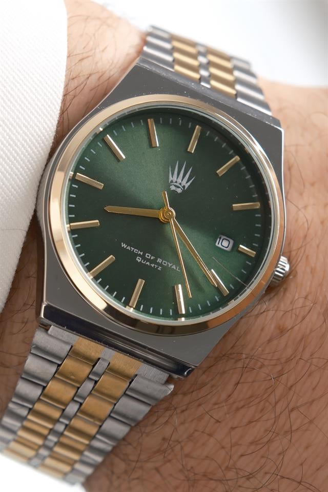 Virtus Classic Time Silver Gold Yeşil Kol Saati