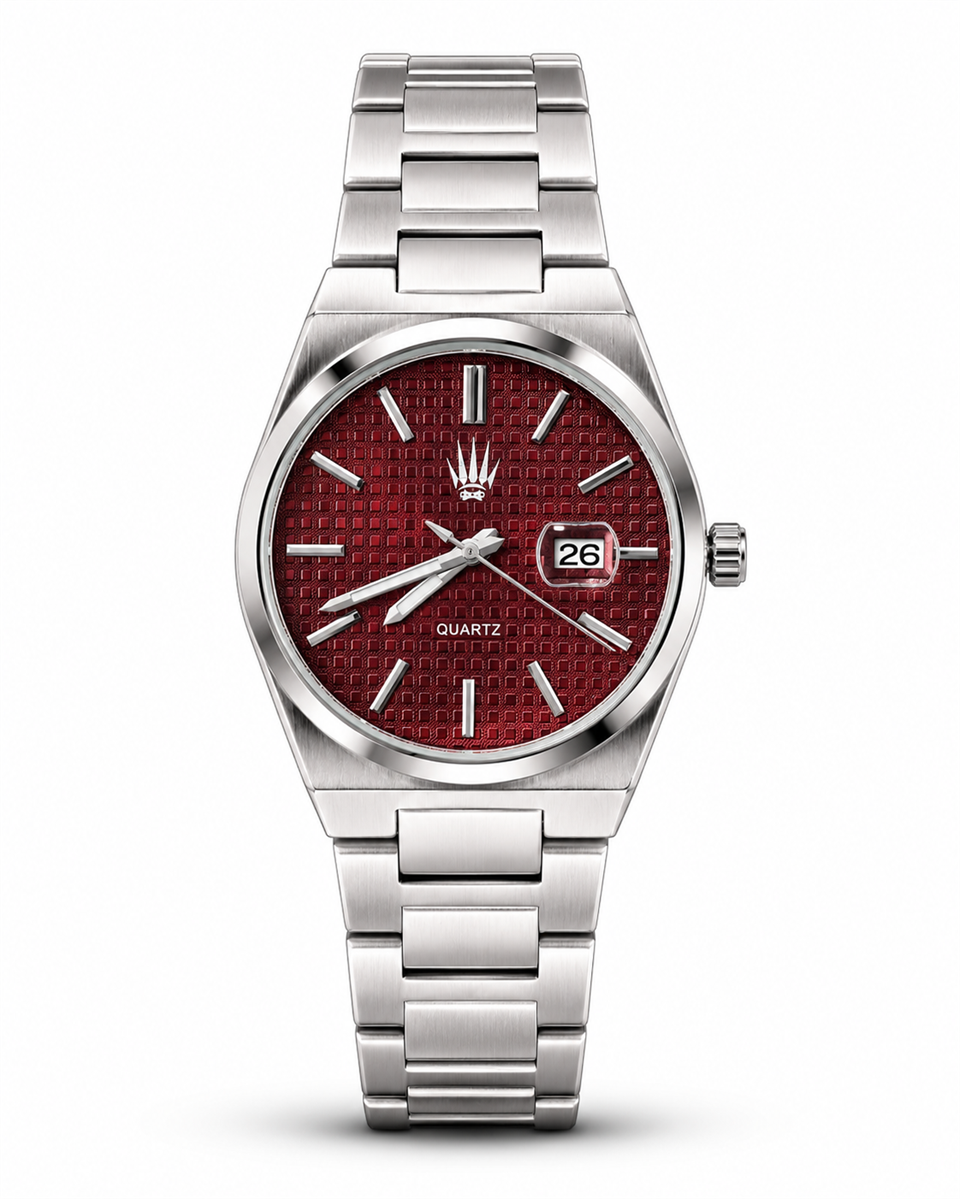 Vortex Silver Bordo Çelik Kol Saati