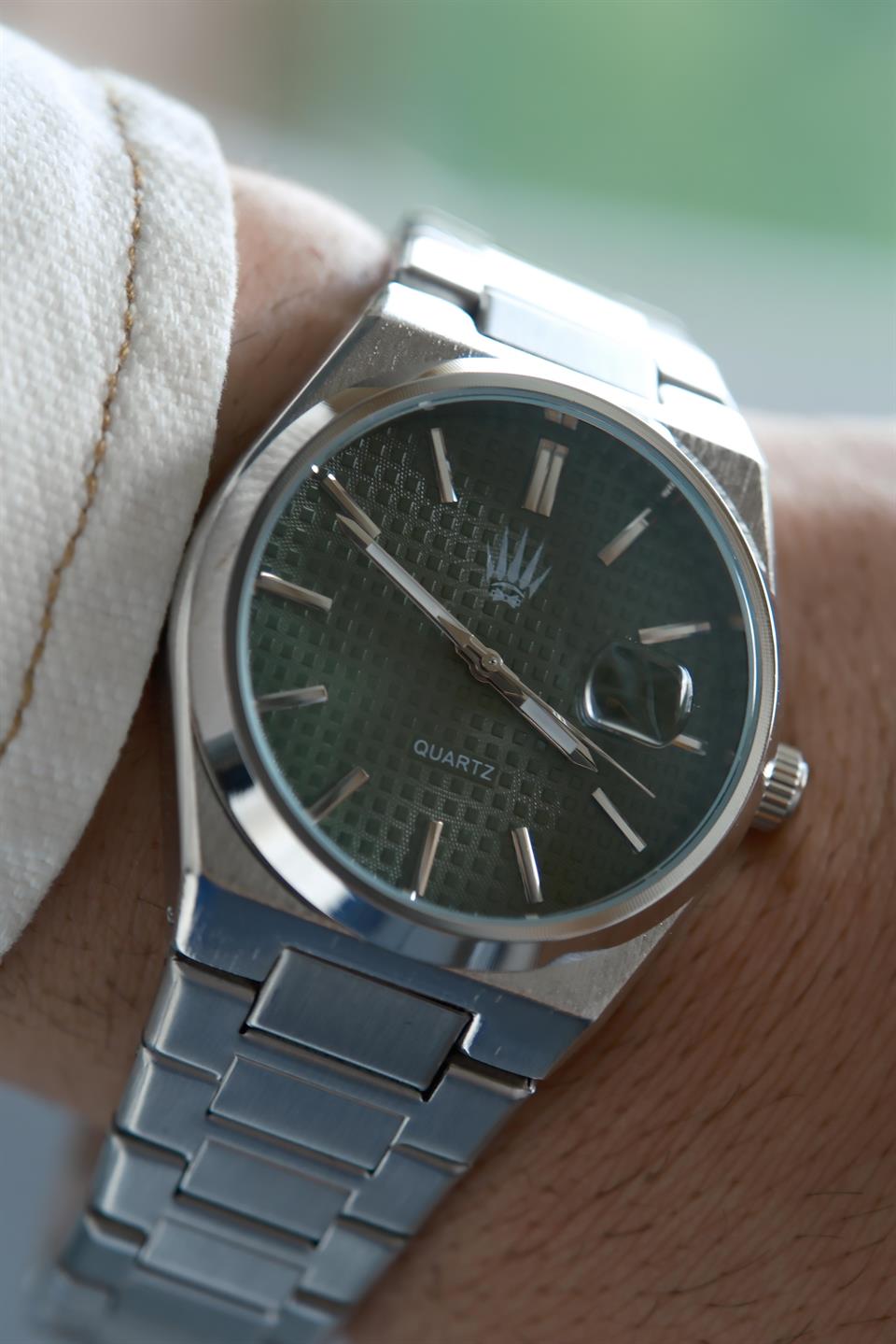 Vortex Silver Yeşil Çelik Kol Saati