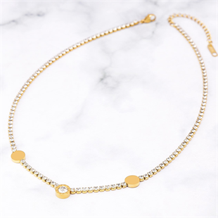DIANA GOLD  STEEL NECKLACE 