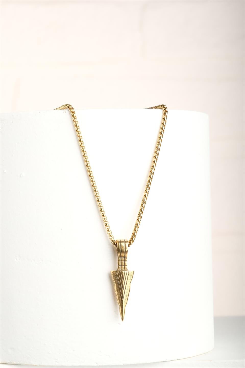 GEOMETRIC TRIANGLE GOLD TITANIUM NECKLACE