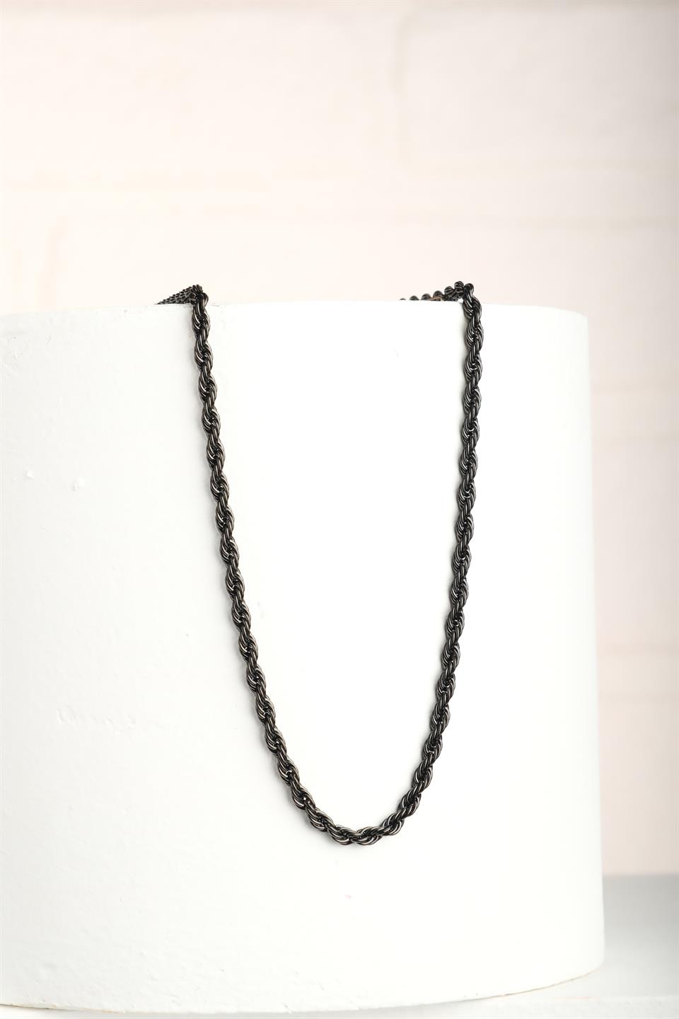 JENNY SİYAH ÇELİK ZİNCİR KOLYE