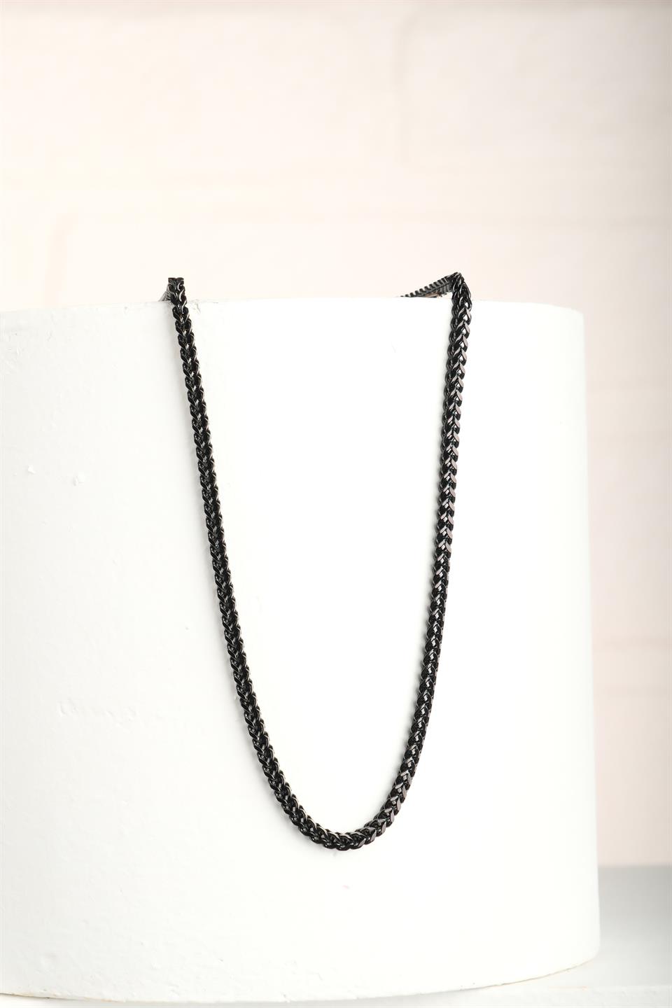 NICE SİYAH ÇELİK ZİNCİR KOLYE