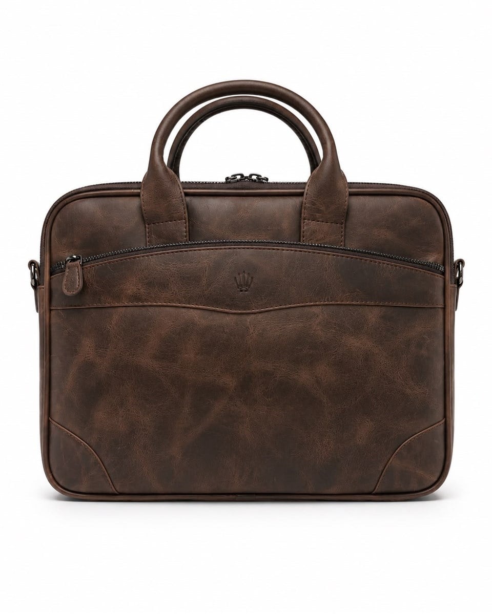 Mercer Business Crazy Brown Laptop Ve Evrak Organizer Hakiki Deri Çanta