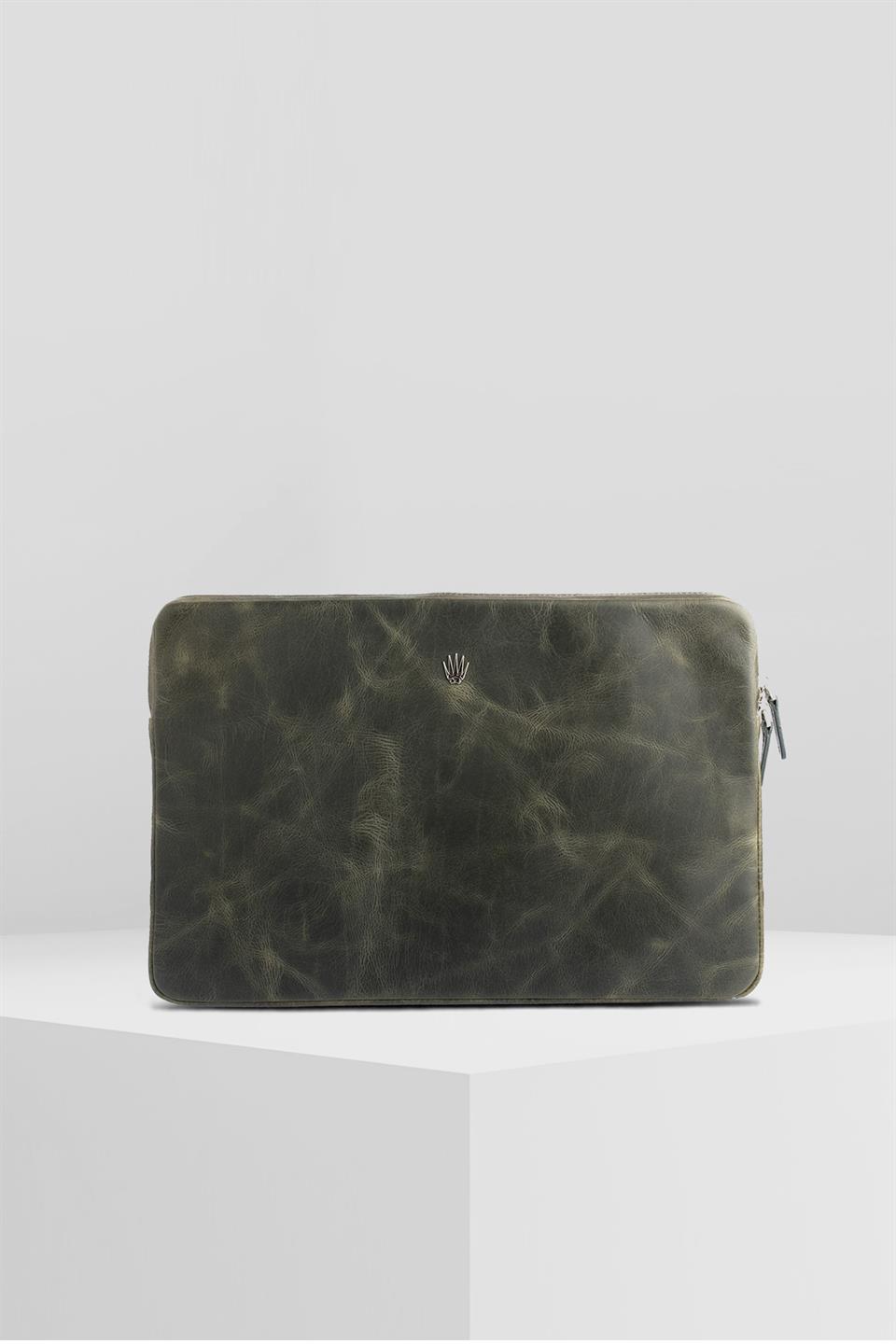 BOUCHES CRAZY GREEN GENUINE LEATHER CLUTCH HAND BAG