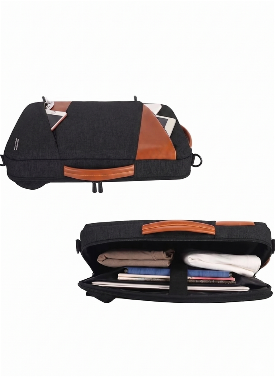 SmartPack Duo – USB & Type-C Girişli Siyah Laptop El ve Sırt Çantası