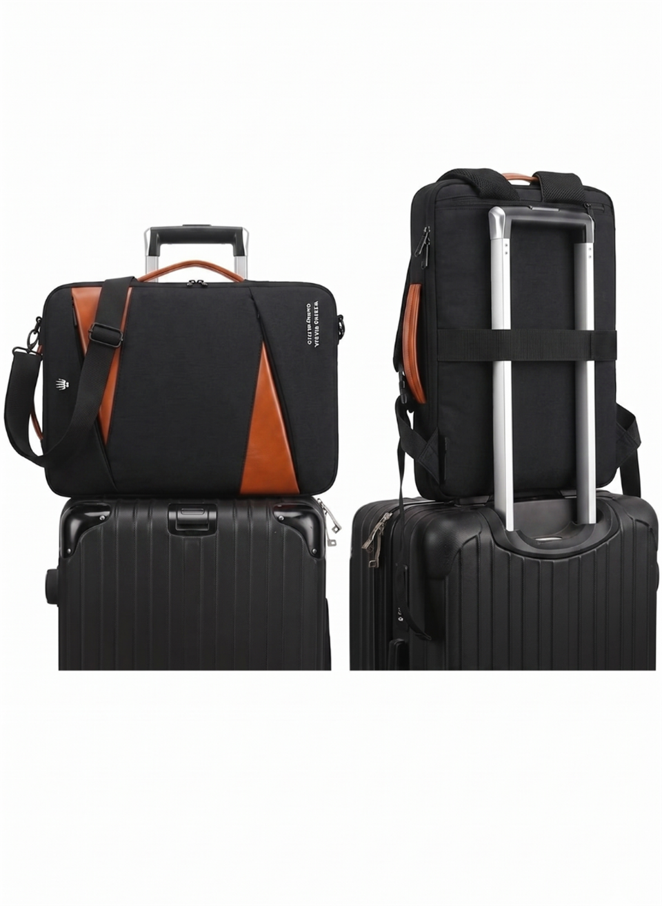 SmartPack Duo – USB & Type-C Girişli Siyah Laptop El ve Sırt Çantası