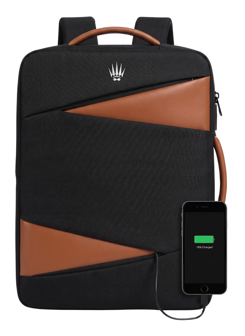 SmartPack Duo – USB & Type-C Girişli Siyah Laptop El ve Sırt Çantası