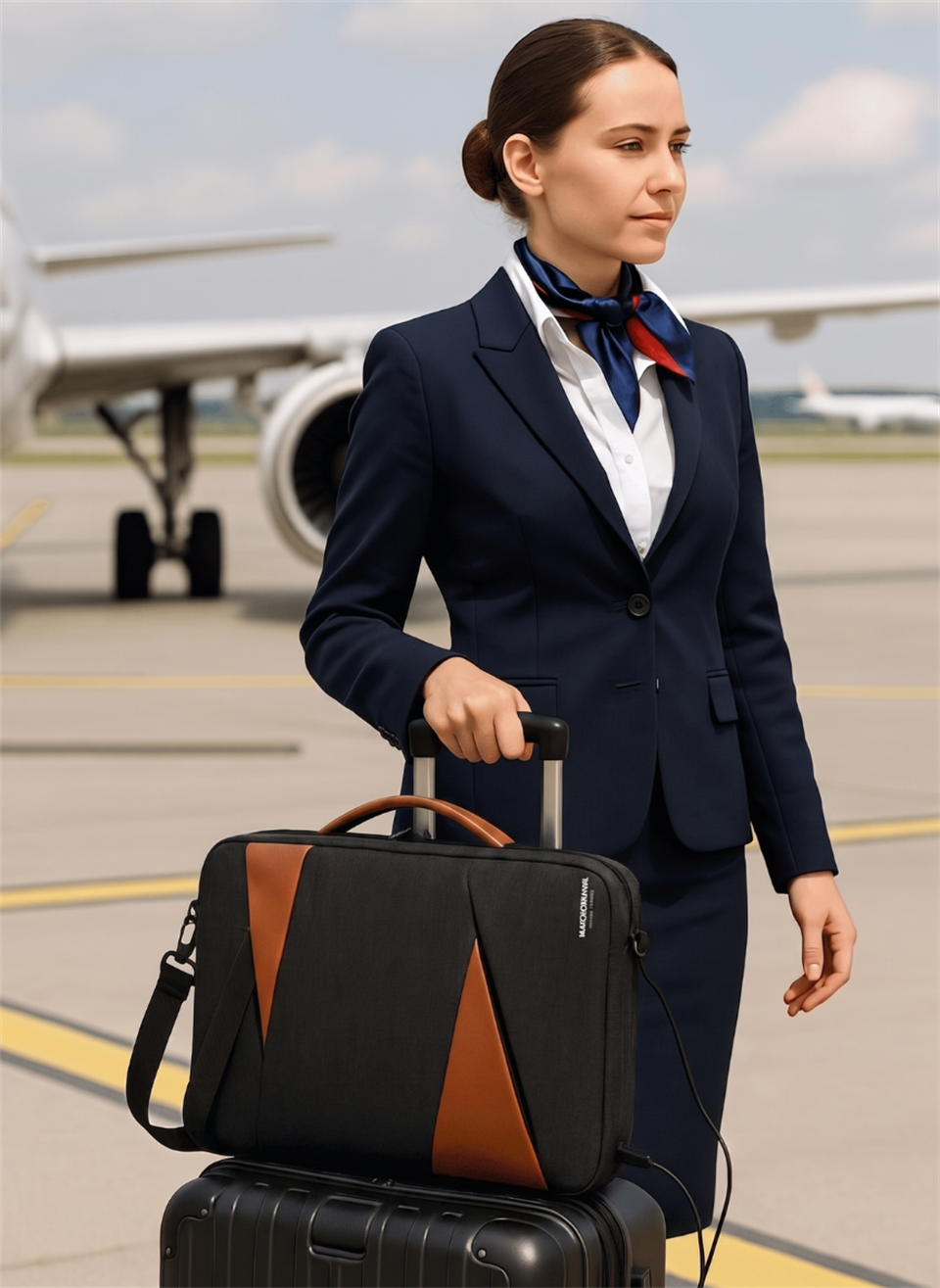 SmartPack Duo – USB & Type-C Girişli Siyah Laptop El ve Sırt Çantası