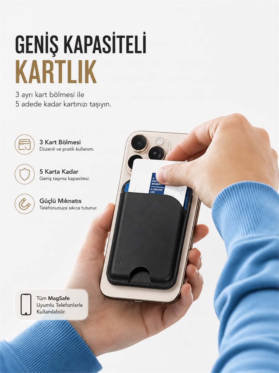 Axis Standlı Siyah Magnetik Yapıştırmalı 5 Hazneli Mıknatıslı Kartlık (rfıd)